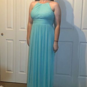 Pleated Chiffon Halter Neck Formal Gown